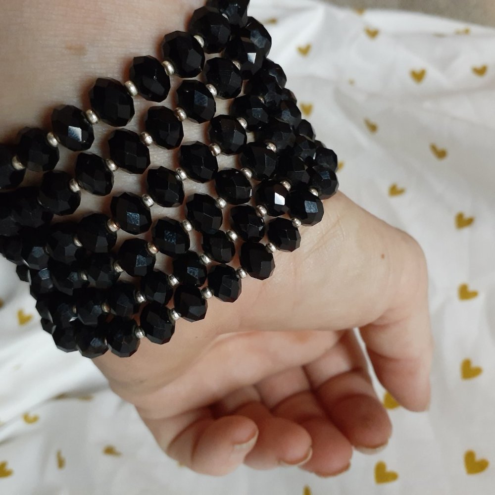 Black Crystal Bead Bracelet - Picture 2 of 2